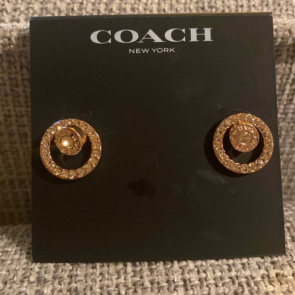 Coach Open Circle Halo Stud Earrings Rose Gold - Picture 3 of 6